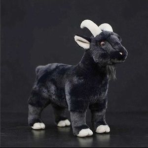 Filmy Pluszowa zabawka Oryginalna seria zwierząt na ranczo Soft Symulacja czarna koza górska refelike Plush Toys Doll dla dzieci Prezent Halloween 240407