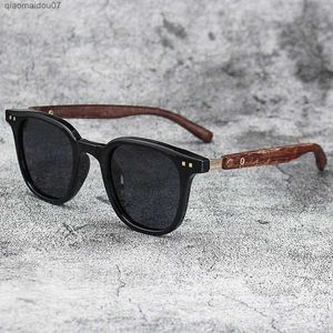 Sonnenbrille Neue Herren Vintage Holzrahmen Sonnenbrille Klassische Marke Sonnenbrille Schichtlinsen Herren und Frauen Fahren Glässe2404