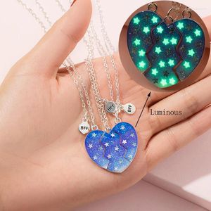 Chains 3Pcs/Set Luminous Forever Friends Friendship Heart Puzzle Pendant Necklace Matching Magnet For Women Girl Kids