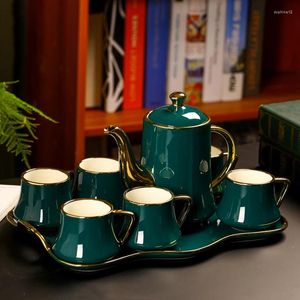 Чайные наборы 8 шт. Nordic Teapot Tea Cup Set Luxury Living Room Ceramic Flower Creative Mug European Cl1912283