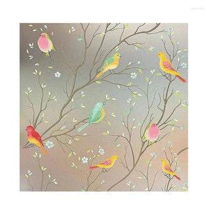 Window Stickers Y1UB Stained Glass Film Bird Privacy Non-Adhesive Clings Removable