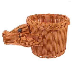 Dinnerware Sets Sundries Storage Basket Imitation Rattan Tecida Organizador Tester Pão decorativo de desenho decorativo de desenho animado de mesa