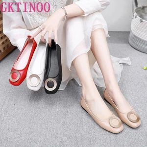 Scarpe casual gktinoo moda di grandi dimensioni balletto primavera estate 2024 in pelle vera pelle superficiale morbida da donna alassata morbida