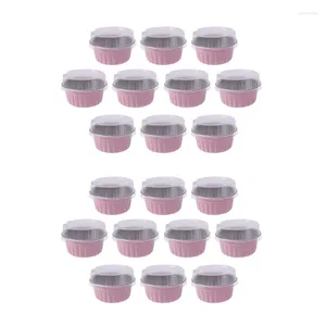 Bakformar 200 st 5oz 125 ml engångskakor muffinsfoder med lock aluminium folie cupcake cups-rosa