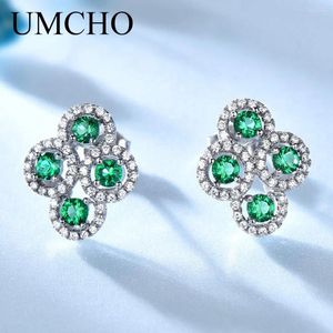 Orecchini per borchie Umcho 925 Sterling Sterling Creat Emerald Sapphire Gemstone per Women Engagement Wedding Fine Jewelry