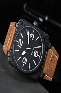 Luxury Top Brand Men039S Watch Mechanical Modans Sports Three Needle Square Stainless Stonless Case de couro Watch3273108