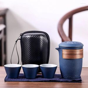 Teaware Sets Creative Portable Travel Tea Set 1 Teapot 3 Cups Bag Coffeeware Gaiwan Teeware Teware And Mugs Chinese Pot