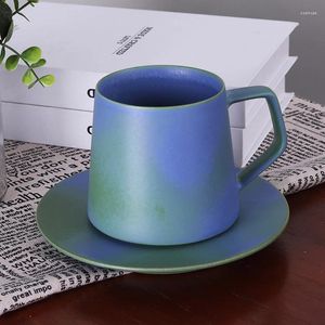 Cups Saucers Ceramic Coffee With Saucer Blue Glazed Ins Handmade Creative Latte Cup 350ML 220ml Nordic Style Cafe Shop Drinkware