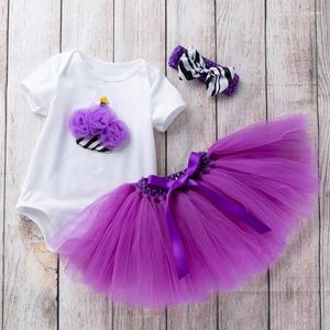 Clothing Sets Cute Baby Girl 1st Birthday Party Outfit Kids Born Toddler Romper Dresses Tutu Skirt Headband 3 Pcs Clothes For Summer