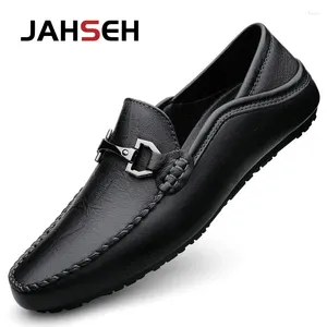 Sıradan ayakkabılar jahseh gerçek deri el yapımı erkekler tasarım moccasins adam rahat loafers yaz sürüş