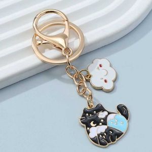 Anahtarlıklar kornonlar sevimli kedi bulut emaye anahtarlık güzel hayvan anahtar zinciri hediyelik eşya hediyeleri el yapımı diy mücevher aksesuarları el sanatları q240403