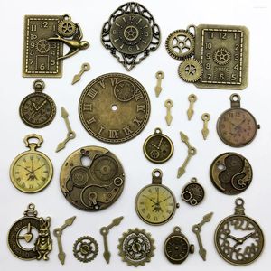 Charms 30pcs Antique Bronze Skeleton Steampunk Clock Face Watch Gear Cog Wheel For DIY Jewelry Making Craft Supplies Accessories