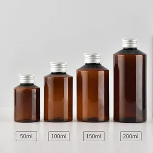 Lagringsflaskor 1 st 50 ml/100 ml/150 ml/200 ml Sub-Bottling Aluminium Cap Pet lutande axelflaskelotion Toner Plastisk subflask grossist