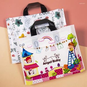 Gift Wrap 50pcs/bag Plastic Handbag Clothing Store Shopping Packaging Storage Portable Color Shop Universal Bags For Business Pocket