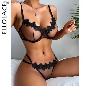 Sexy Conjunto Ellolace Lingerie sensual mulher transparente trajes exóticos pornô puro pornô de 2 peças de brau tangas de sutiã tangas sexy