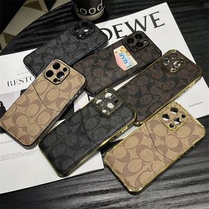 iPhone 15 Case Designer Cases Leather Leather Small Invense 14 Phone Case iPhone 13 Pro Max Gold 12 Full Package 11 XR Fashion L Flower Triangular Plangulate with Card Slot