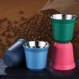 Tumblers Office Tea Cup ze stali nierdzewnej podwójna kawa ścienna 80 ml izolacja cieplna mini filiżanki