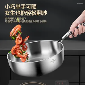 Pannor obelagda Wok Pan 316 Rostfritt stål Stek Steamer Cooking Pot Non Stick Pots and Kitchen Cookware Steak