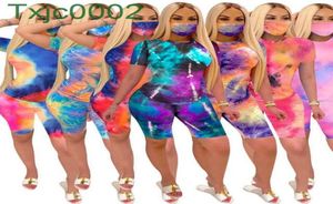 Womens Two -Piece Set -Krawattenfarbe T -Shirt -Tracksuit Designer 2021 Sommerdruck kurzärmelige Shorts Outfits Fashion Casual Jogging Sui7029661