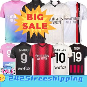 Football T Shirt MMilans soccer jerseys 24 25 REBIC THEO REIJNDERS KESSIE DE KETELAERE RAFA LEAO GIROUD PULISIC R.LEAO IBRAHIMOVIC mens kids Uniform AC free shipping