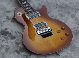 Пользовательская электрогитара с одним кузовом кузов табак Sunbarst Tiger Flamed Gold Top Double Bocking Tremolo Good Electry Guitarshipp9161546