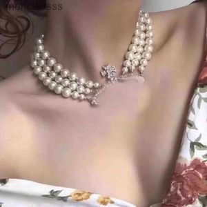 Designer Multilayer Pearl Rhinestone Orbit Necklace Clavicle Chain Baroque Necklaces for Women Jewelry Gift YLXM
