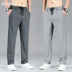 Ubranie marki Summer Cienkie Casual Spodnie mężczyźni Elastyczna elastyczność w talii Jogger na zewnątrz spodnie dresowe spodnie Mężczyzna M4XL 240402