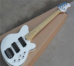 5 String Bong Ray Beyaz Bas Gitar Basswood Vücut Siyah Bağlayıcı Akçaağaç Boyun Gül Kara Klavye Sabit Köprü Aktif Bataryası 9268018