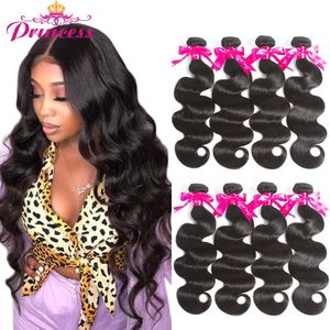 Beautiful Princess Brazilian Hair Weave Bundles Double Weft Body Wave Human Natural Color Remy 134 Pieces 240402