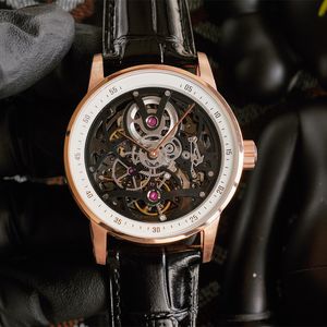 Mens Otomatik Mekanik Hareket İzle Lüks Saatler 41mm Yüksek Kaliteli Deri Bileklik Katlanır Tepe Su Geçirmez İş Bilgileri Relogios Montre De Luxe