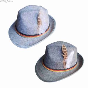 Breda Brim Hats Bucket Fedora Hat Mens Trilby Panama Classic Dress Decoration Rollspel Curly Cocktail Party Beach Event Travel Tyskland YQ240407