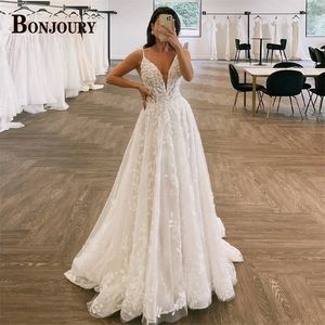 BONJOURY Pastrol Wedding Dresses For Women Sweetheart Sleeveless A-line Vestido De Noiva Tulle Made To Order Bride Formal 240407