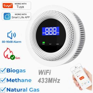 Detector Tuya WiFi Smart Home Natural Gas Leakage Detector 433MHz Methane Combustible Gas Leak Sensor Protection Security Smart Life