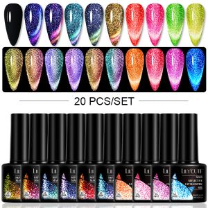 Bitler Lilycute 20pcs/set jel oje seti yansıtıcı parıltılı kedi manyetik jel tırnak sanatı vernis yarı kalıcı emzir