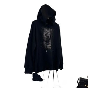 Women hooded loose fashion design rhinestone logo letter pattern cool plus velvet inside desinger sweatshirt hoodies MLXLXXL3XL