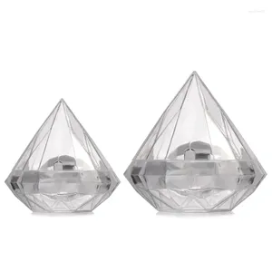 Geschenkverpackung 12pcs klare Süßigkeitenschachteln für die Gunst Diamond Form transparenter Leckerbissen Hochzeitsfeier Cupcake Verpackung Dekor Großhandel