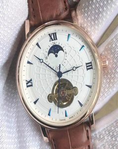 Najlepsze modne automatyczne mechaniczne zegarki męskie Tourbillon Sun Moon Star zegarki Wodoodporne skórzane paski Mężczyźni Watch Prezent Wristw4522335