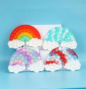 Rainbow Sensory Toys Rainbow Puzzle Toy Tie Tye Push Bubble Childre