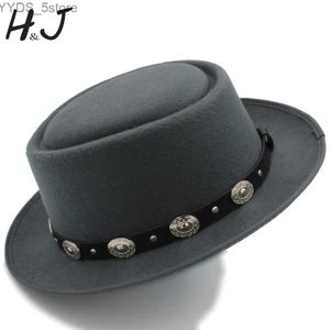 Geniş Memlu Şapkalar Kova Kadın Pigskin Hat Babalar Yün Düz Dipli Fedora Bayanlar İçin Uygun Beyler Kamarbazları Kürek Makineleri Trilby Boyut 58cm YQ240407