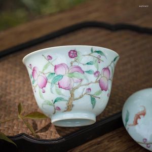 TeAware Setleri Jingdezhen Küçük boyutlu el boyalı pastel uzun ömürlü şeftali Tureen 120ml porselen çay seti sadece kase fincan siparişleri