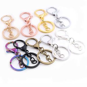 Keychains Lanyards 5 pieces/batch 30mm chain keychains with a length of 70mm popular and classic 8-color galvanized buckle keychain hooks jewelry making Q240403