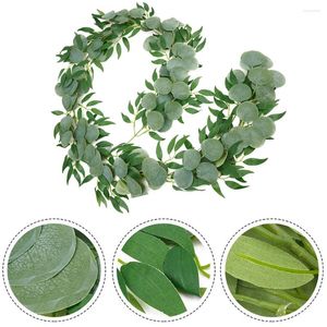 Decorative Flowers Backdrop Fake Vines Rattan 2M Garland Artificial Eucalyptus Wreath Home Decor Art DIY Ornament Room Decoration