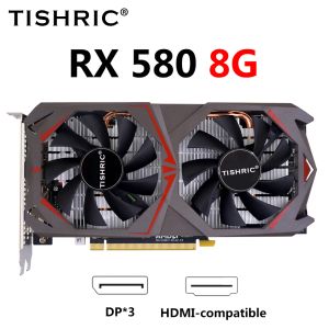 プリンターTISHRIC RX 580 8GB GDDR5ビデオカードAMD RADEON RX580 8GB 2048SPグラフィックカード256ビット周波数7000MHz GPUデスクトップコンピューターゲーム