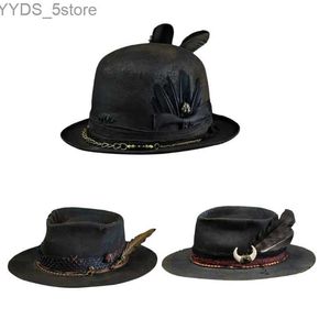 Wide Brim Hats Bucket Classic Fedoras hat wool wide trimmed Western denim suitable for Trilby yq240407