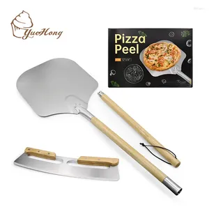 Baking Moulds Double Handle Pizza Knife Wood Semicircle Hob Easy To Operate Cheese Cake Shovel Stove