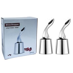 2pcs/Set Weinstopper Edelstahl Vakuum Versiegelter Weinflaschen Sparer mit Silikonspeicher Versiegeler Bewahrer Champagner -Verschluss