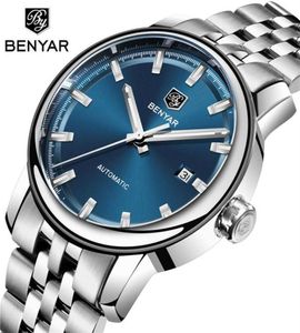 Benyar 2019 New Fashion Top Luxury Brand Leather Watch Men Automático Men Watch Men Aço Mecânica Relógios Relogio Masculino28764833398