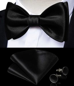 Bow Ties Justerbara män Solid slipshandtag Manschettknappar Set Mens Wedding Business Bow Black Bowc240407