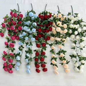 Dekorativa blommor 120 cm konstgjord pion vägg hängande bröllop leveranser korg landskap rose rotting hem dekoration
