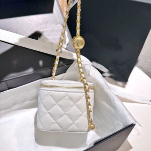 Nowa mini mini -ramię designerska z łańcuchem kulowym moda kawiorowa skórzana kołdana klapa torebka crossbody luksusowa torba kosmetyczna klasyczna mała torba na pudełko